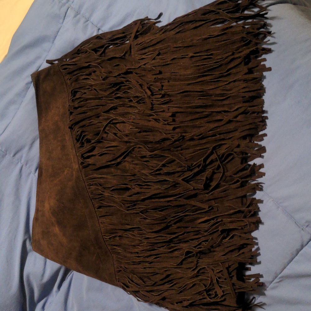 Suede leather skirt